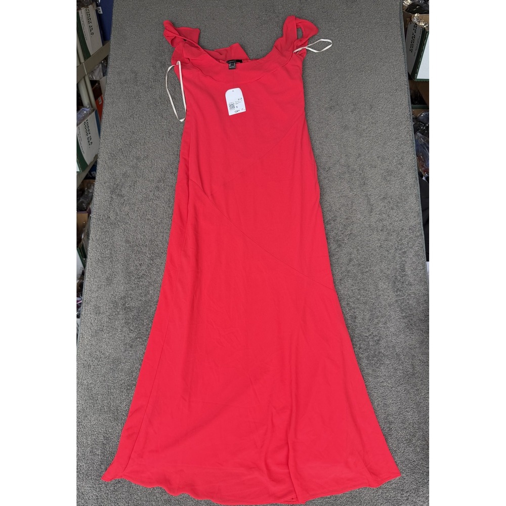 Forever 21 Currant Red Ruffle Neck Sleeveless Maxi Dress Small NWT